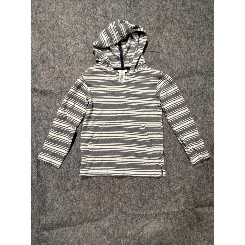 Tommy Bahama Striped Hoodie‎ Boys M 7/8 Gray White Pullover Beach Sweatshirt
